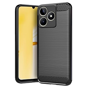 coverblack silicone rubber hybrid case back cover for realme rmx3830  realme_c51 - black