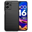 COVERBLACK Silicone Rubber Hybrid Case Back Cover for Mi Poco M6Pro 5G 2023 - Black