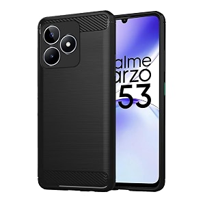 coverblack silicone rubber hybrid case case back cover for realme rmx3762  realme_c53 - black