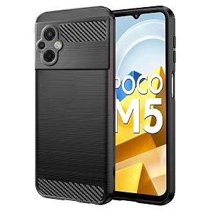 coverblack silicone rubber hybrid case case back cover for mi poco m5 -mzb0cezin - black