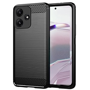 coverblack silicone rubber hybrid case case back cover for mi redmi 12 5g - black