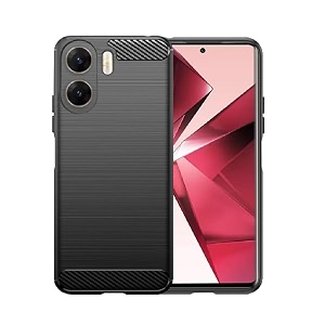 coverblack silicone rubber hybrid case case back cover for vivo v2303  vivo_v29e 5g - black