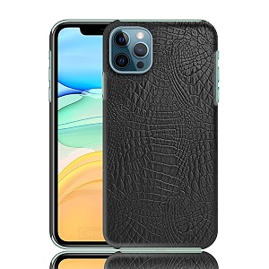 coverly for apple iphone 12 pro back cover  flexible crocodile pu leather  full camera protection  raised edges  soft-touch hard case  protective cover  leather case for apple iphone 12 pro