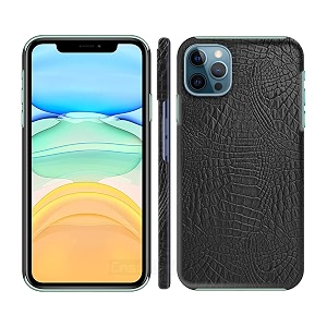 coverly for apple iphone 12 pro max back cover  flexible crocodile pu leather  full camera protection  raised edges  soft-touch hard case  protective cover  leather case for iphone 12 pro max