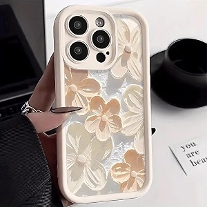 COVERLY Cream Floral Back Case Cover for