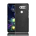 COVERLY for LG V30 Back Cover | Flexible Crocodile Pu Leather | Full Camera Protection | Raised Edges | Super Soft-Touch Feel Hard Case | Fabric Protective Cover | Leather Case for LG V30 - Black