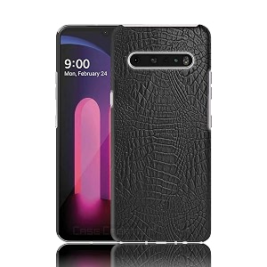 coverly for lg v60 thinq back cover  flexible crocodile pu leather  full camera protection  raised edges  super soft-touch feel hard case  fabric protective cover  leather case for lg v60 thinq