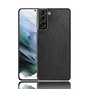 coverly for samsung galaxy s21 back cover  flexible crocodile pu leather  full camera protection  raised edges  super soft-touch hard case  protective cover  leather case for samsung galaxy s21