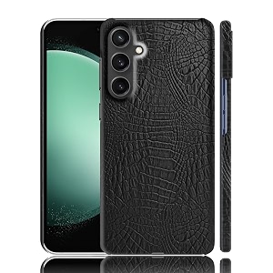coverly for samsung s23 fe back cover  flexible crocodile pu leather  full camera protection  raised edges  super soft-touch hard case protective cover  leather case for samsung galaxy s23 fe 5g