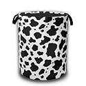 Cow Print Laundry Basket,Waterproof Foldable Laundry Hamper,Dirty Clothes Basket, Linen Bin Storage Organizer Collection 16" x 20.8"