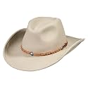 Cowboy Hat Water-Resistant Felt Hats 100% Wool Wide Brim Western Panama Rancher Hat for Women Men