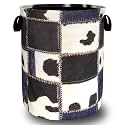 Cows Print Denim Laundry Hamper Oxford Cloth Foldable Basket 18.9x16.5 Inch