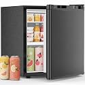 COWSAR 1.6 Cu.Ft Mini Fridge with Freezer, Freestanding Compact Refrigerator with Reversible Door & 7-Speed Thermostat, Small Fridge for Office, Apartment, Gameroom (BLACK)