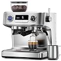 COWSAR Dual Boiler Espresso Machine with Grinder, 20 Bar Espresso Machines with Milk Frother, Espresso Maker with Removable Water Tank, Commercial Expresso Coffee Machines, Brushed Stainless Steel