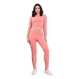 cozimi soild full sleeve striped  round neck tracksuit for women and girls
