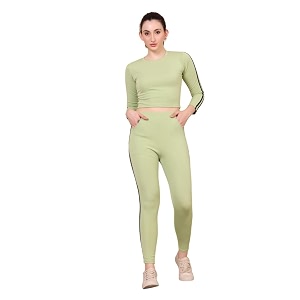 cozimi soild full sleeve striped  round neck tracksuit for women and girls
