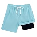 Cozople Boys Swim Trunks with Compression Liner Quick Dry Bathing Suit