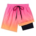 Cozople Boys Swim Trunks with Compression Liner Quick Dry Bathing Suit