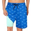 Cozople Boys Swim Trunks with Compression Liner Quick Dry Bathing Suit