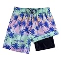 Cozople Boys Swim Trunks with Compression Liner Quick Dry Bathing Suit