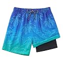 Cozople Boys Swim Trunks with Compression Liner Quick Dry Bathing Suit