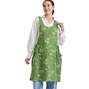 Cozy Adjustable Cross Back Aprons for Women with Pockets Cotton Linen Cooking Kitchen Baking
