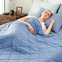 Cozy Bliss Cooling Blanket for Hot Sleepers Queen Size, Q-Max 0.45 Cooling Comfort, Cold Blankets for Night Sweats Sleeping, Ultra-Cool Lightweight Breathable Summer Blanket for Bed, Deep Blue