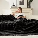Cozy Bliss Fluffy Faux Fur Throw Blanket for Couch,Warm Cozy Soft Black Throw Blankets for Sofa Bed Living Room,50x60 Inches