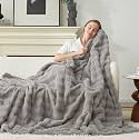 Cozy Bliss Fluffy Faux Fur Throw Blanket for Couch,Warm Cozy Soft Grey Throw Blankets for Sofa Bed Living Room,50x60 Inches