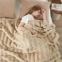 Cozy Bliss Fluffy Faux Fur Throw Blanket for Couch,Warm Cozy Soft Beige Throw Blankets for Sofa Bed Living Room,60x80 Inches