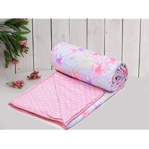 cozy furnish super soft brushed microfiber cotton 3 layer breathable single dohar lightweight warm bed dohar 57x87inches 144x220cm flannel dohar throws for bed green pink tc - 144