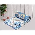 COZY FURNISH Super Soft Brushed Microfiber Cotton 3 Layer Breathable Single Dohar Lightweight Warm Bed Dohar 57X87(Inches) 144X220(CM) Flannel Dohar Throws for Bed| TC - 144, Blue White