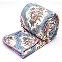 COZY FURNISH Super Soft Double Bed Dohar 84x96 Inches, Brushed Microfiber Cotton AC Blanket, Lightweight Flannel Throw, Lahariya Fabric Edging, Summer, AC Use &amp; Mild Winter, Machine Washable
