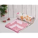 COZY FURNISH Super Soft Brushed Microfiber Cotton 3 Layer Breathable Single Dohar Lightweight Warm Bed Dohar 57X87(Inches) 144X220(CM) Flannel Dohar Throws for Bed, Pink
