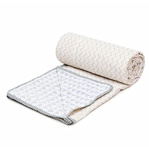 cozy furnish super soft cotton 3 layer reversible single double bed size soft light-weight bed blanket 57x87inches 144x220cm flannel dohar throws for bedlahariya fabric edgingpiping bed dohar