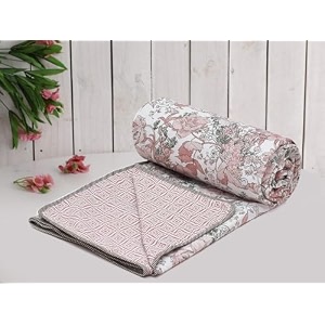 cozy furnish super soft cotton 3 layer reversible single double bed blanket 57x87inches 144x220cm flannel dohar throws lahariya fabric edgingpiping