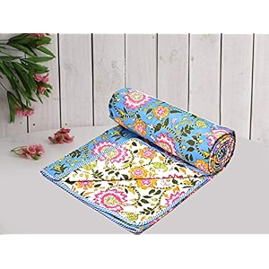 cozy furnish super soft cotton 3 layer reversible single double bed size soft light-weight bed blanket 57x87inches 144x220cm flannel dohar throws for bedlahariya fabric edgingpiping bed dohar