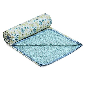 cozy furnish super soft cotton 3 layer reversible single double size soft light-weight blanket 57x87inches 144x220cm flannel dohar throws for bedlahariya fabric edgingpiping bed dohar