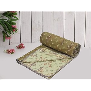 cozy furnish super soft cotton 3 layer reversible single double bed blanket 57x87inches 144x220cm flannel dohar throws lahariya fabric edgingpiping