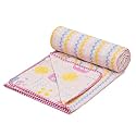 COZY FURNISH Super Soft Cotton 3 Layer Reversible Single Double Bed Blanket 57X87(Inches) 144X220(CM) Flannel Dohar Throws, Lahariya Fabric Edging/Piping