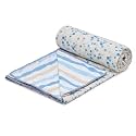 COZY FURNISH Super Soft Cotton 3 Layer Reversible Single Double Bed Size| Soft Light-Weight Bed Blanket 57X87(Inches) 144X220(CM) Flannel Dohar Throws for Bed,Lahariya Fabric Edging/Piping Bed Dohar
