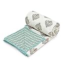 COZY FURNISH Super Soft Cotton 3 Layer Breathable Single Lightweight Bed Dohar with Lahariya Fabric Edging/Piping 57X87(Inches) 144X220(CM) Flannel Dohar Throws for Bed