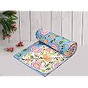 COZY FURNISH Super Soft Cotton 3 Layer Reversible Single Double Bed Size| Soft Light-Weight Bed Blanket 57X87(Inches) 144X220(CM) Flannel Dohar Throws for Bed,Lahariya Fabric Edging/Piping Bed Dohar