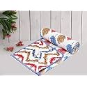 COZY FURNISH Super Soft Cotton 3 Layer Breathable Single Dohar Lightweight Bed Dohar with Lahariya Fabric Edging/Piping 57X87(Inches) 144X220(CM) Flannel Dohar Throws for Bed (AquaPink)