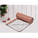 COZY FURNISH Super Soft Cotton 3 Layer Reversible Single Double Bed Size| Soft Light-Weight Bed Blanket 57X87(Inches) 144X220(CM) Flannel Dohar Throws for Bed,Lahariya Fabric Edging/Piping Bed Dohar