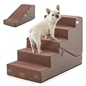 COZY KISS Dog Stairs for Small Dog, 21.7" H, 5 Step pet ramp for Bed, Brown