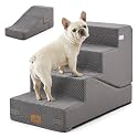 COZY KISS Dog Stairs for Small Dog, 18.9" H, 4 Step pet Step for Bed, Gray