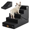 COZY KISS Dog Stairs for Small Dog, 21.7" H, 5 Step pet ramp for Bed, Black