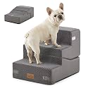 COZY KISS Dog Stairs for Small Dog, 14.2" H, 3 Step for Couch, Gray