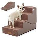 COZY KISS Dog Stairs for Small Dog, 18.9" H, 4 Step pet Step for Bed, Brown